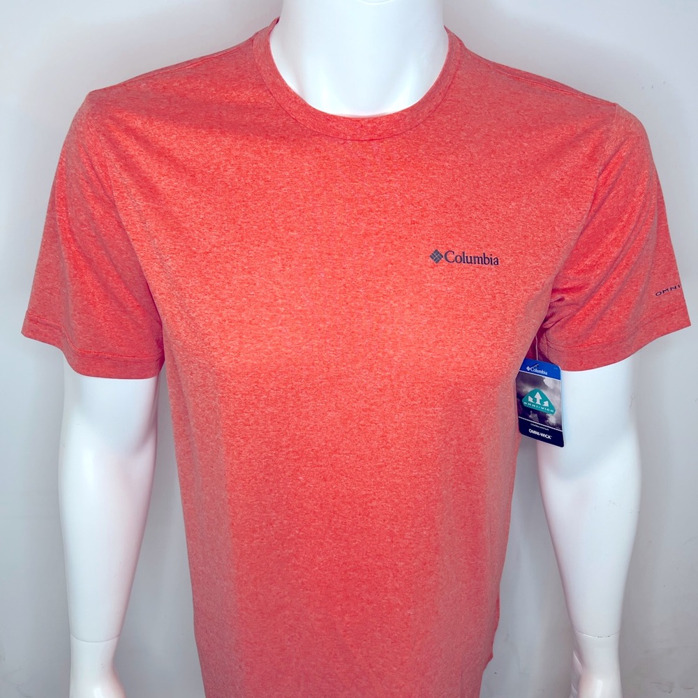 COLUMBIA RED SHORT SLEEVES T-SHIRT, SIZE MEDIUM, “OMNI-WICK” TECHNOLOGY